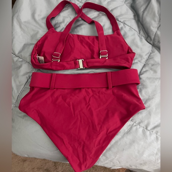 Red two piece bikini S Small - High waist bottoms, adjustable multi-way straps - Picture 2 of 3